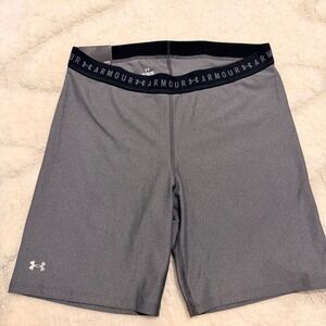 Under Armour Womens HeatGear High Rise Compression Bike Shorts Gray XL